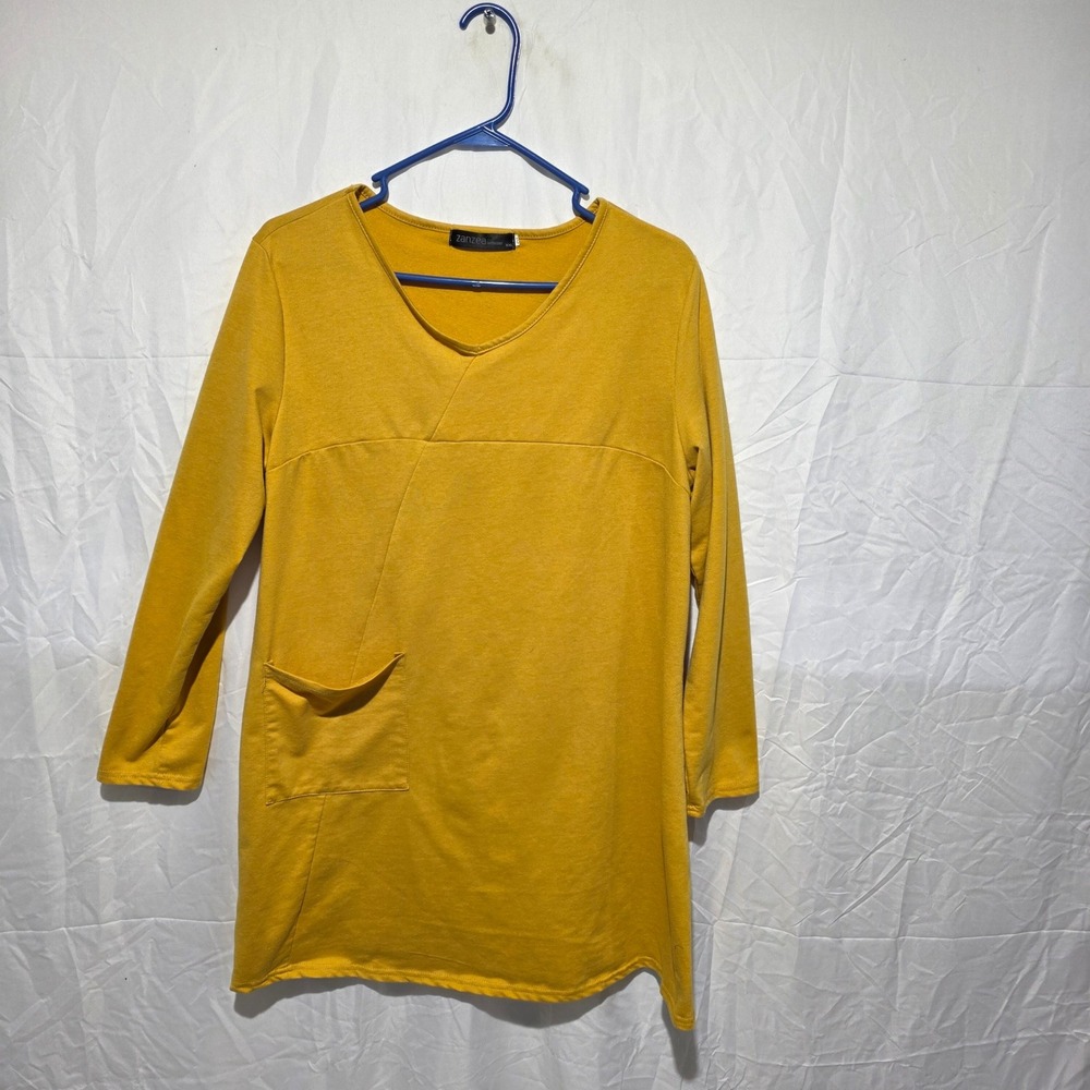 Zanzea Collection Mustard Yellow Long Sleeve Tunic Top Pocket XXL Mens Womens